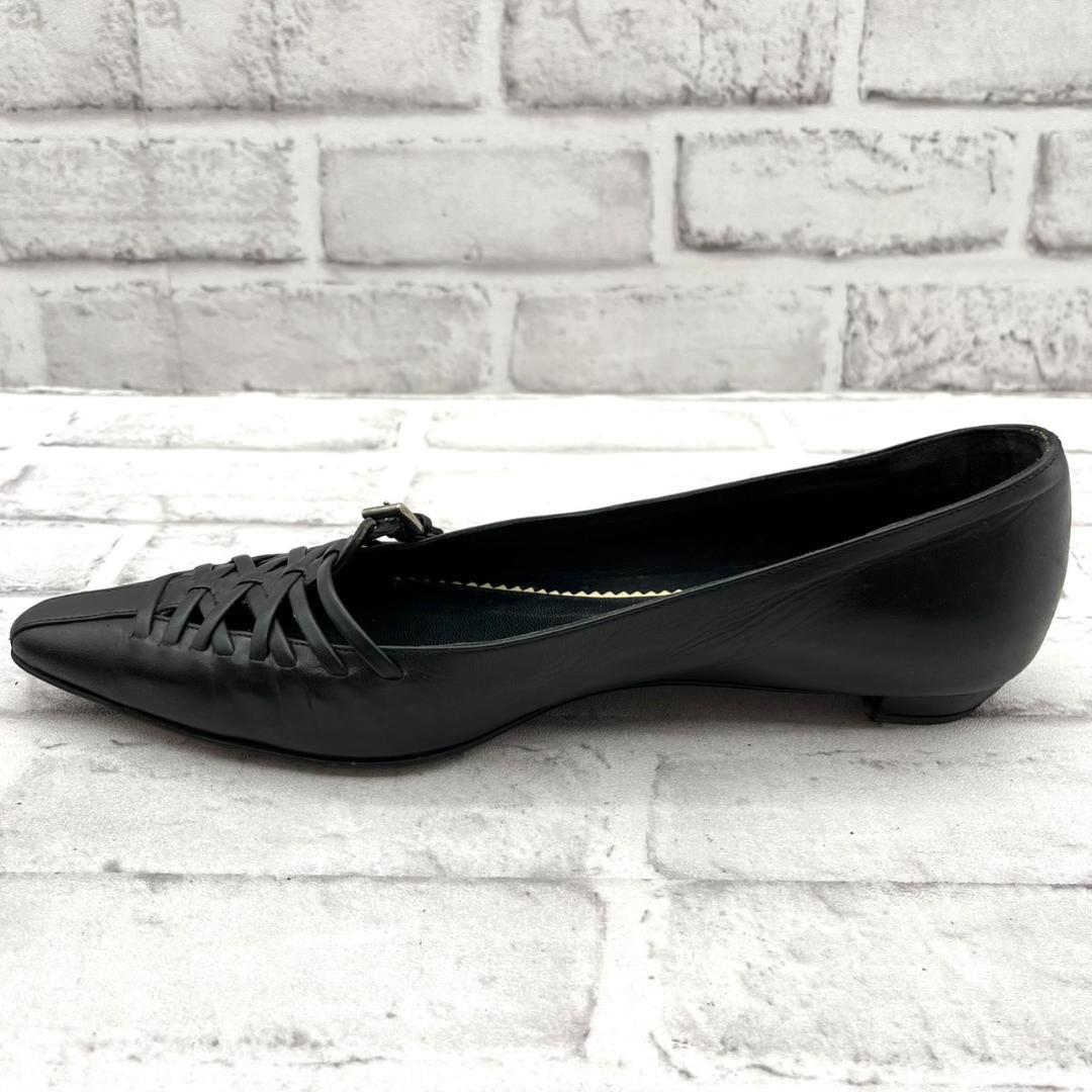 PRADA プラダ フラットシューズ パンプス ポインテッドトゥ 黒 23.5㎝