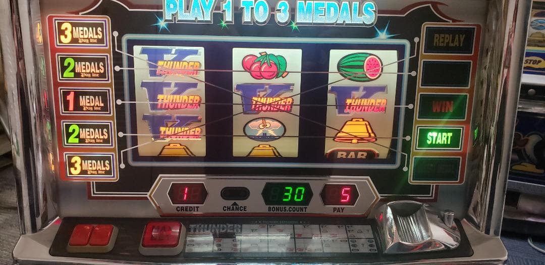 ♪　パチスロ実機　４号機　メーシー　サンダーV　仕様　♪