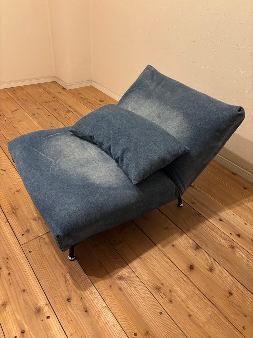 リクライニング1人掛けデニムソファ