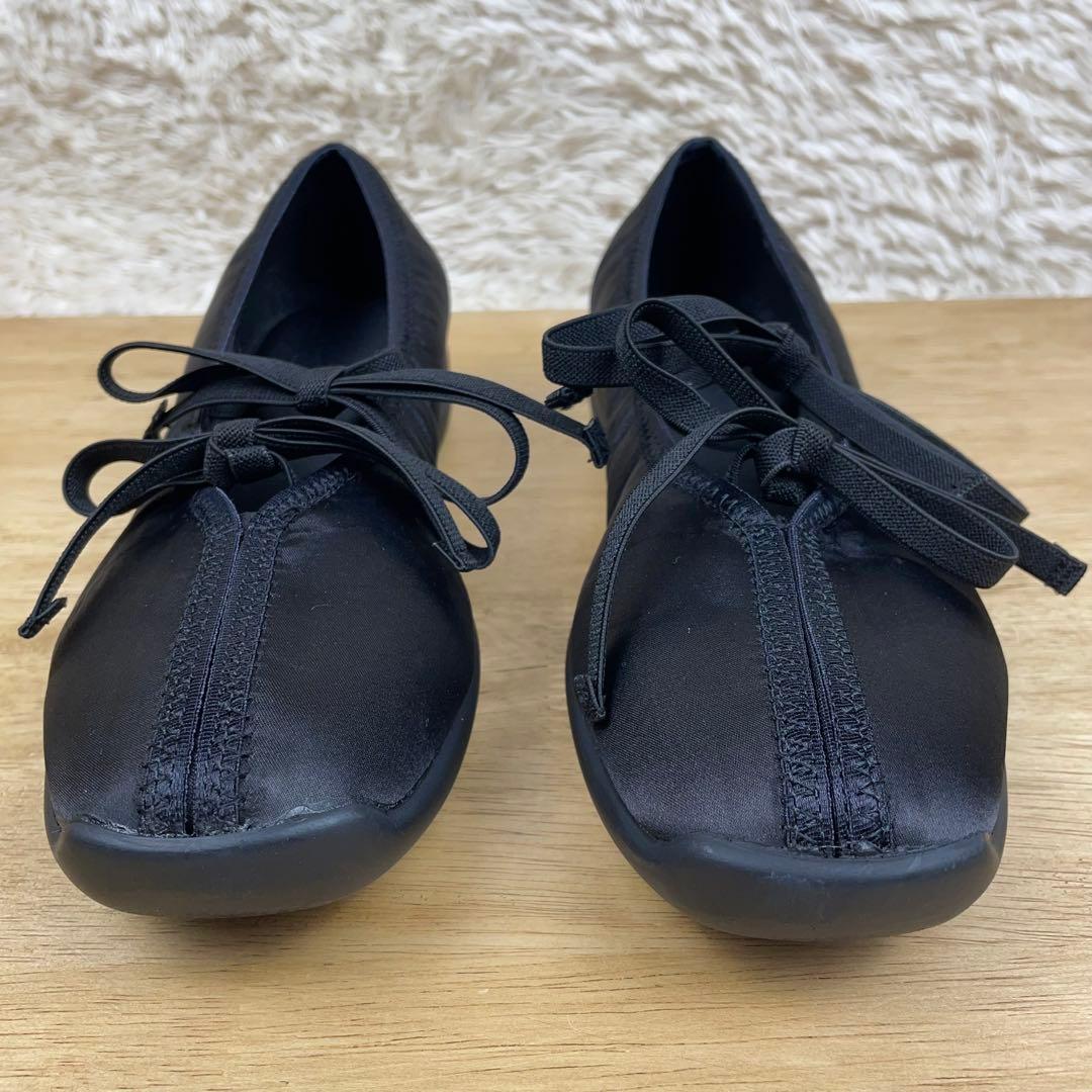 美品✨　ルタロン　ダブルリボンバレリーナ　ブラック　24.5cm