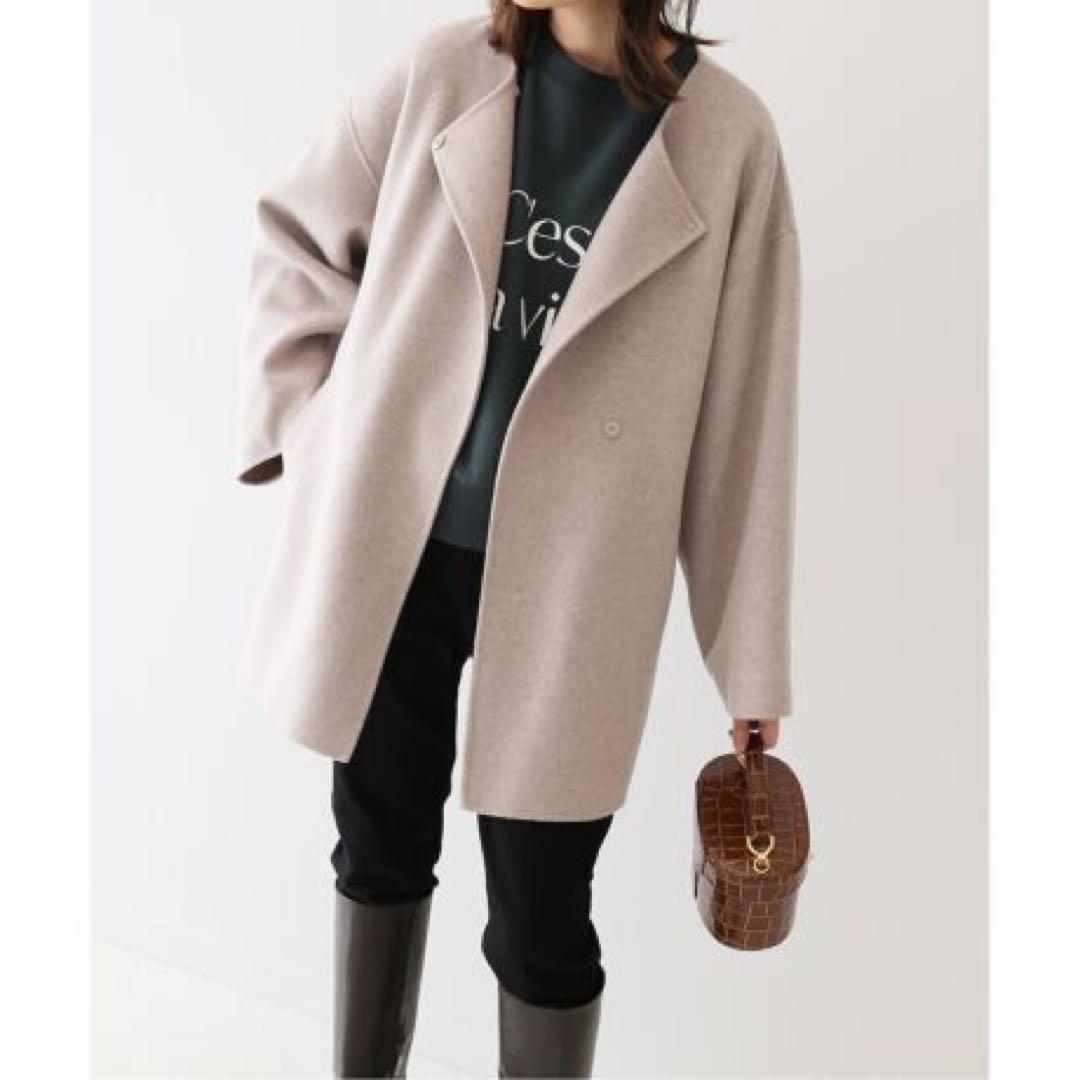 SLOBE IENA／HAMILTONダブルフェイスウールショートコクーンコート