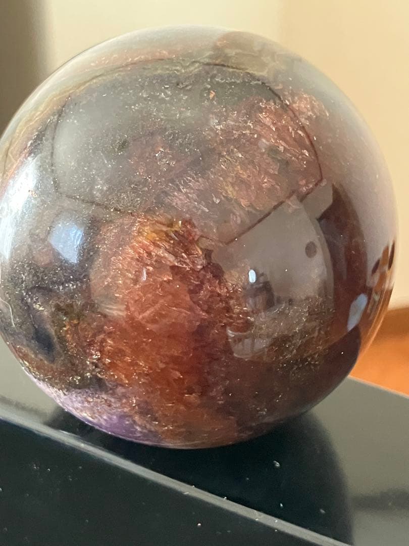 コレクションに！オーラライト23とフローライト共生　スフィア　天然石置物E177
