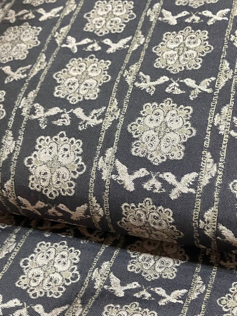 博多織 小森草木染工房 袋帯 全通柄 正絹 長斑錦華鳥紋 未使用 イ6300