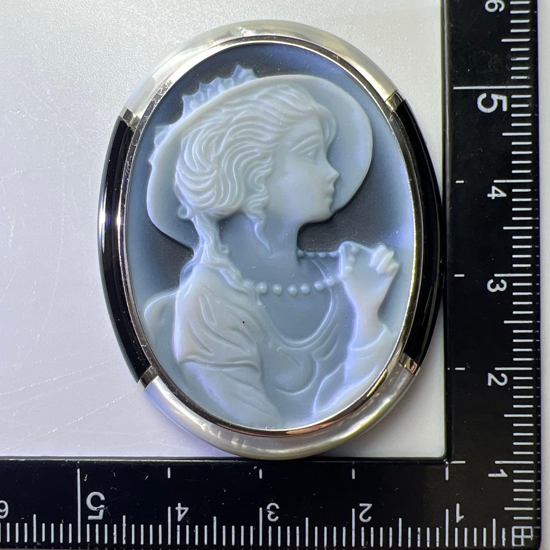 本ストーンカメオブローチ　16g 東Y8-0210☆2F