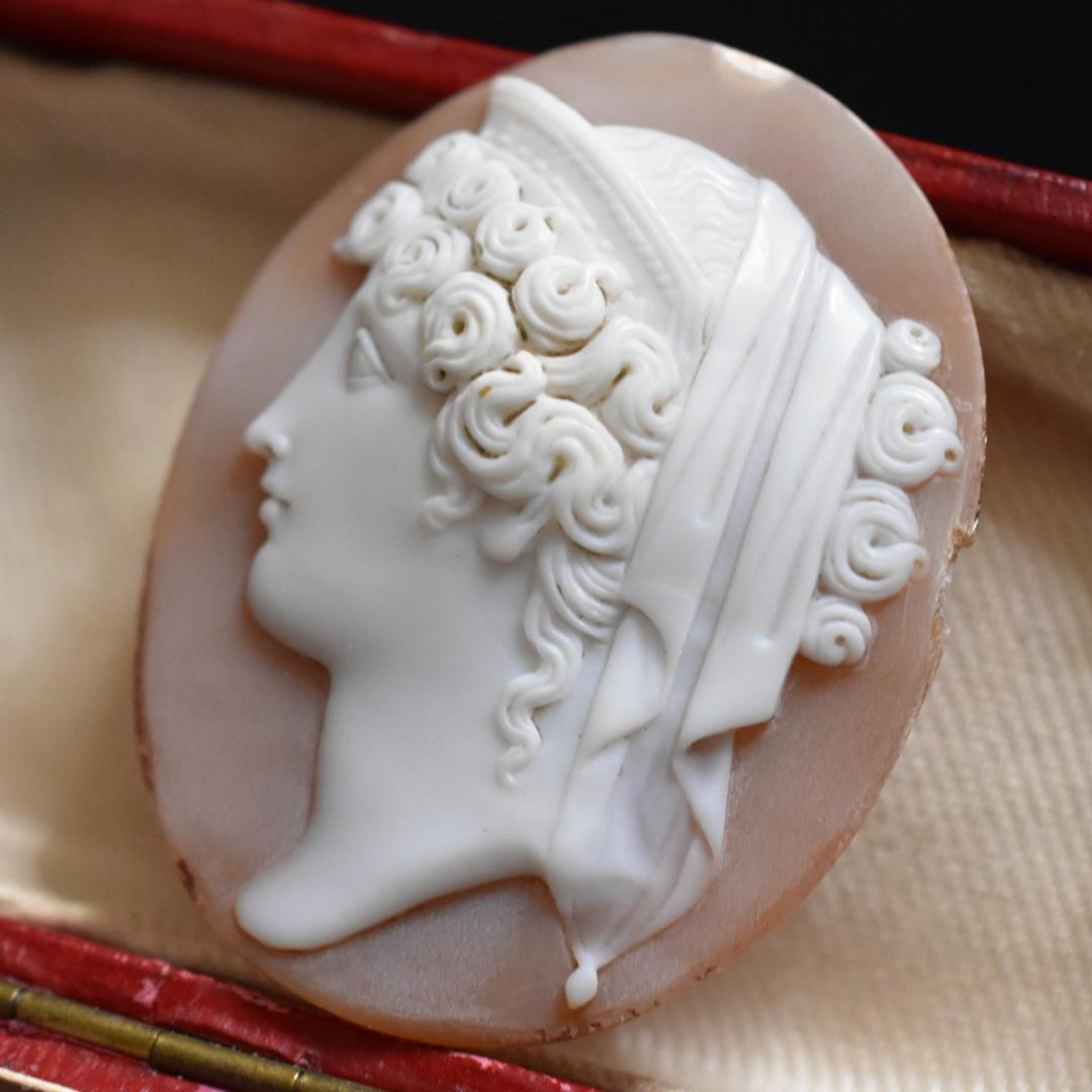 アンティーク 女神ヘラのシェルカメオルース/裸石 ヴィクトリア中期ごろ