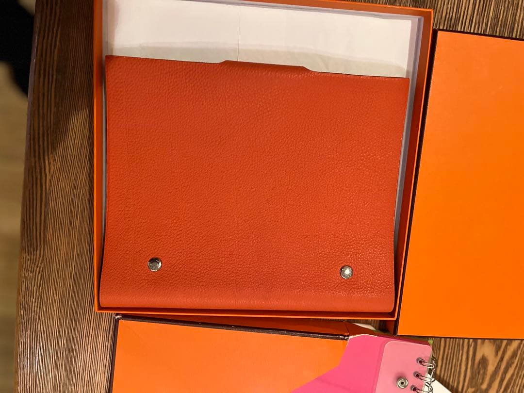 エルメス ユリス ノートカバー 革 オレンジ