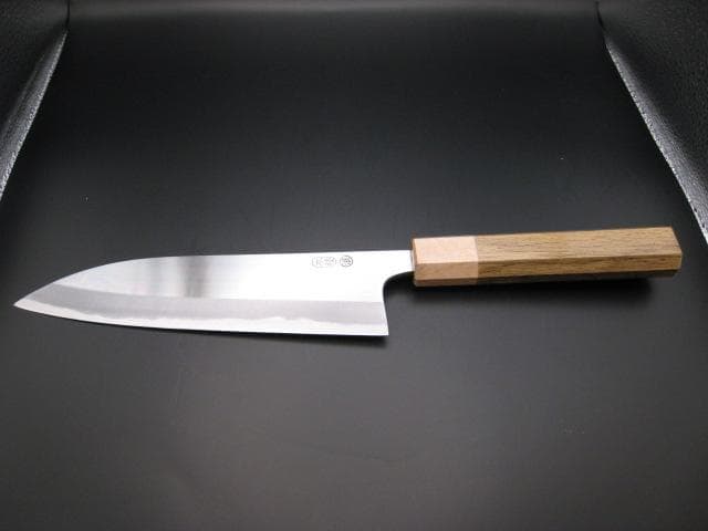 [新品未使用] 三徳包丁180mm 磨き仕上げ 白紙1号 樫 八角