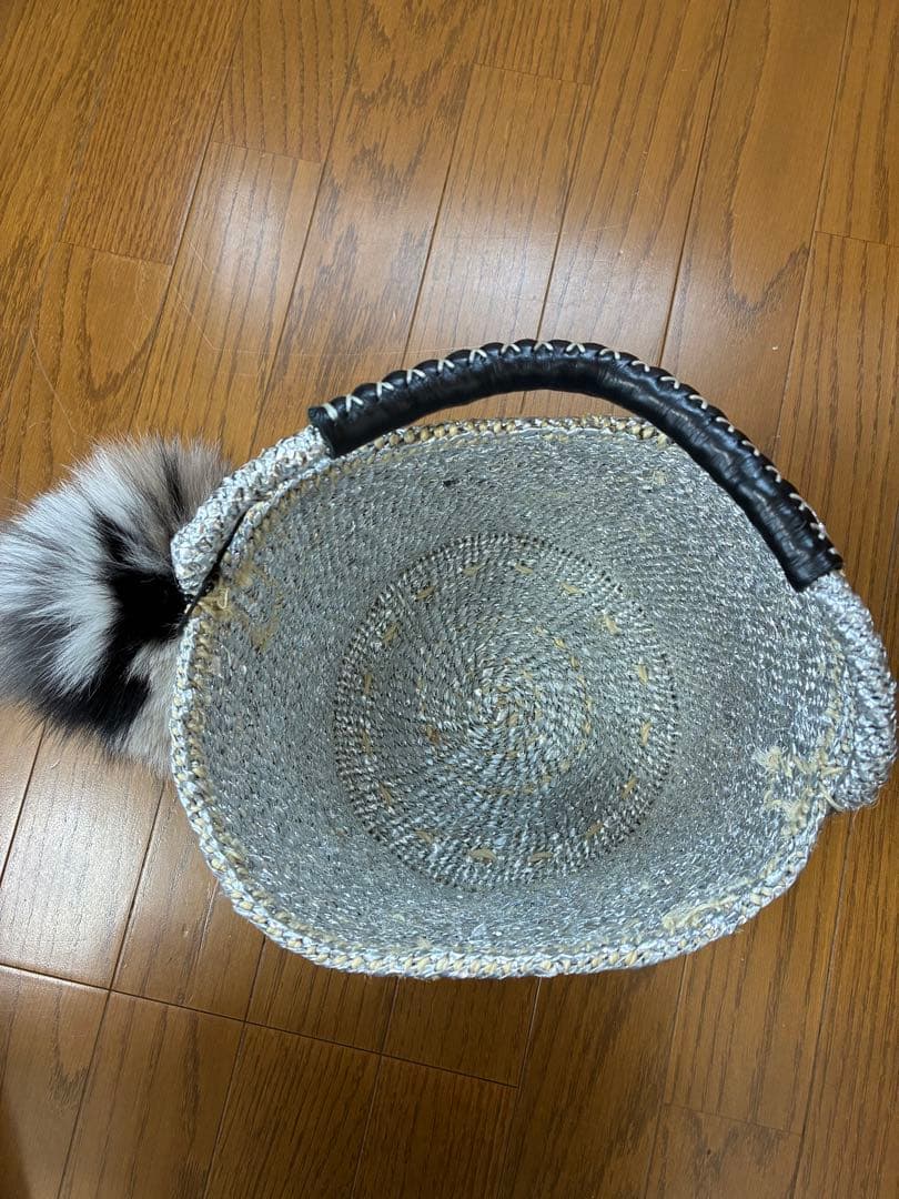 meong blue かごバッグ　ファーつき