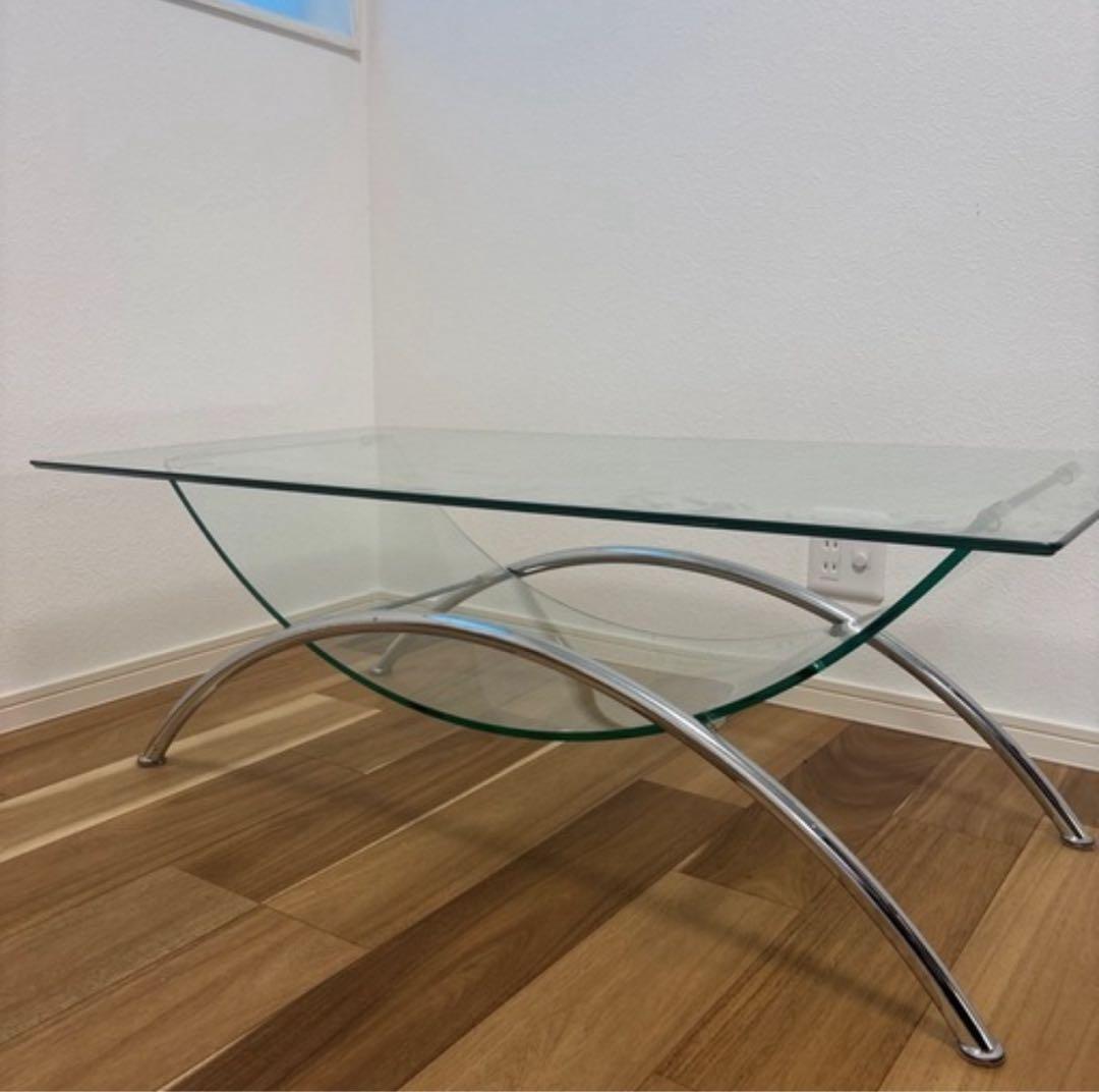 大塚家具　ガラステーブル　机　ローテーブル