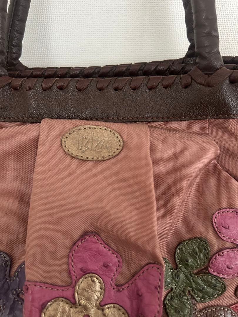 イビザ　ナイロンハンドバッグ　お花パッチワーク　　　IBIZA