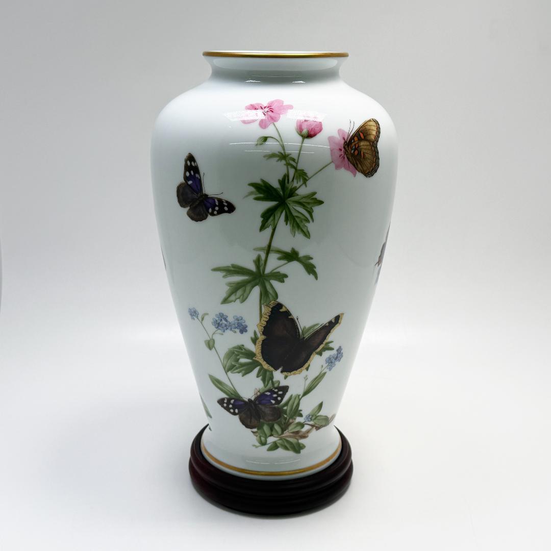 美品 フランクリンポーセリン 牧場の蝶 花瓶