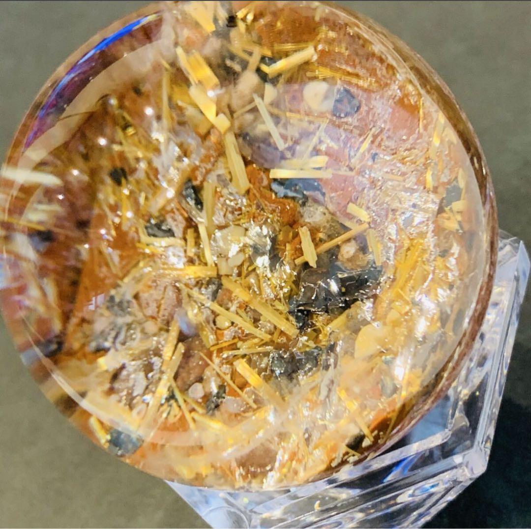 ⭐*️様 タイチンルチル　パイライト共生　ガーデンクォーツスフィア　45ミリ B