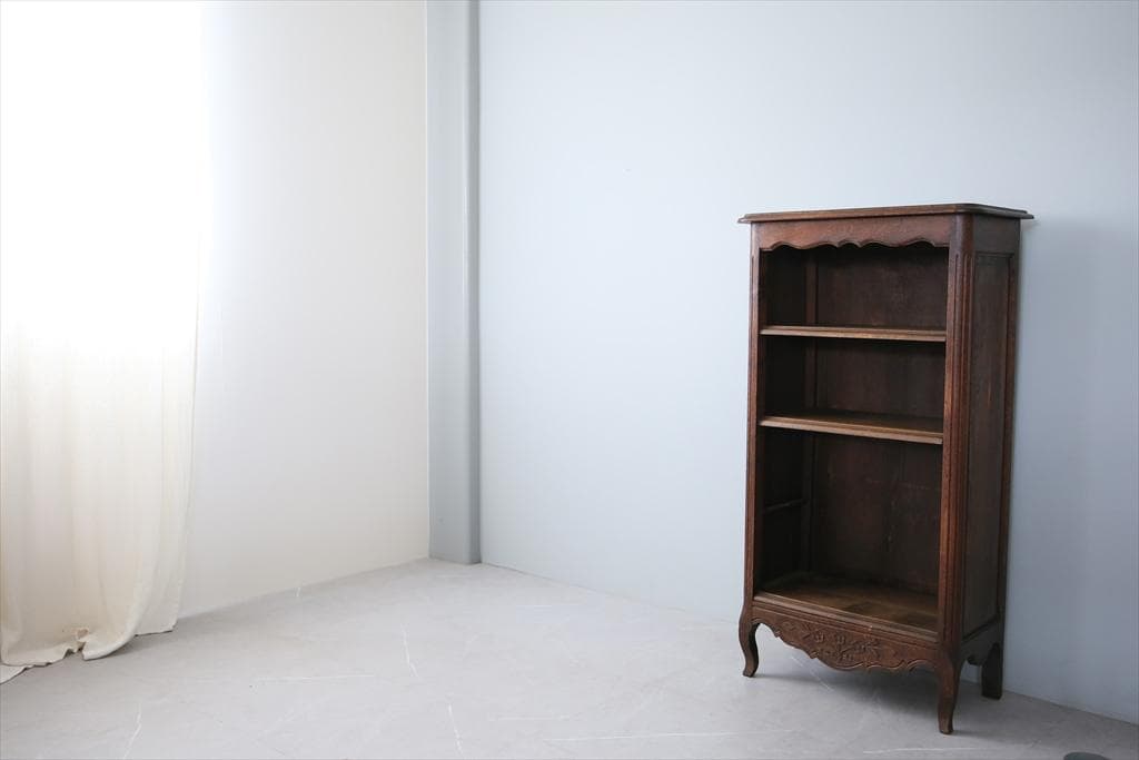 フランスアンティーク猫脚ブックシェルフ/木製本棚/飾り棚/食器棚(90-207)