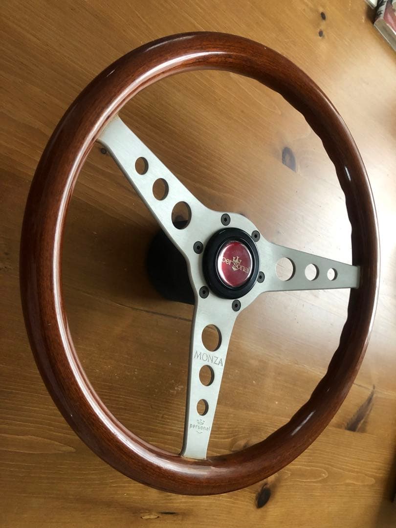 personal MONZA ウッドステアリング ホーンボタン付き 当時物　中古