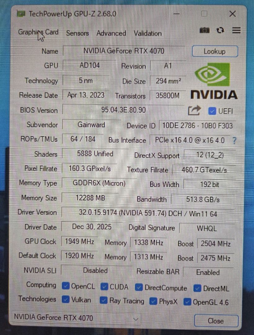 グラフィックボード・グラボ・ビデオカード Gainward GeForce RTX 4070 GHOST 12GB