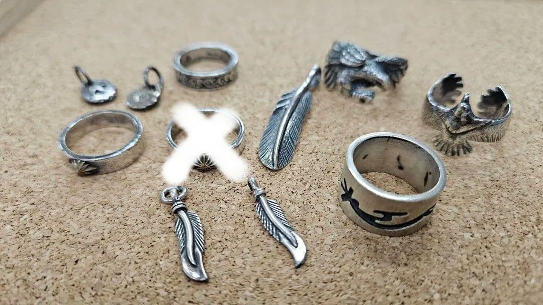 シルバーアクセサリー リング、ペンダントトップ 10点セット