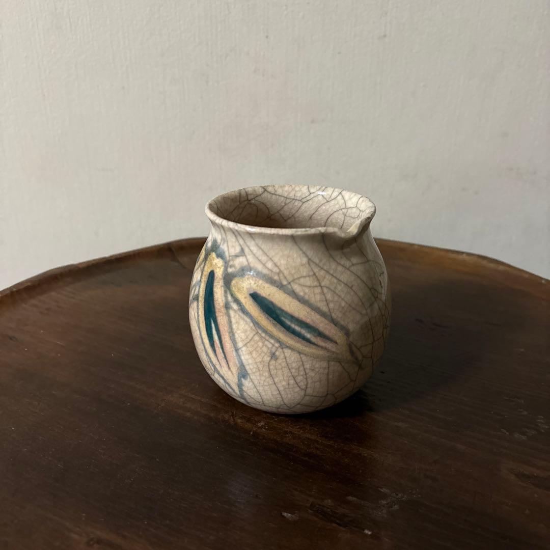 古い笹絵哥釉の器　花入れ　アンティーク　骨董　古道具　唐物　中国古玩　検:李朝