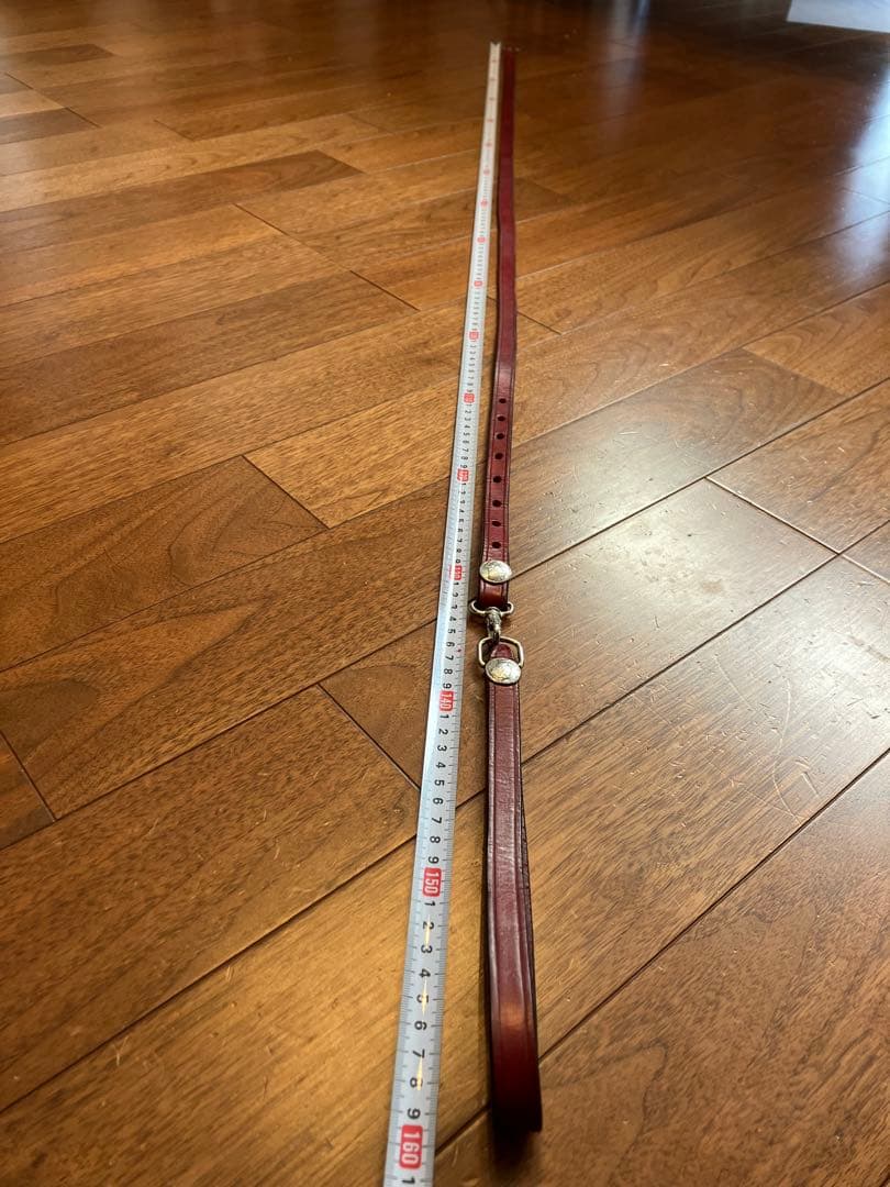 本革　首輪・リードセット　赤