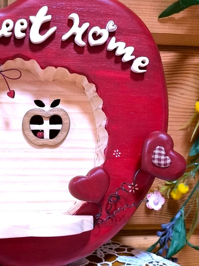 ⭐️アメリカンカントリー雑貨❤かじったෆりんごෆハウスフレーズ看板✿シェルフ付き