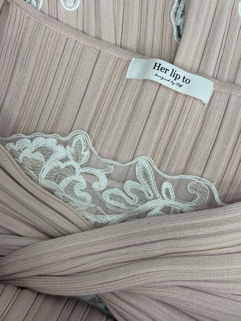 ワンピース Lilou Lace Hem Knit Dress S misty rose