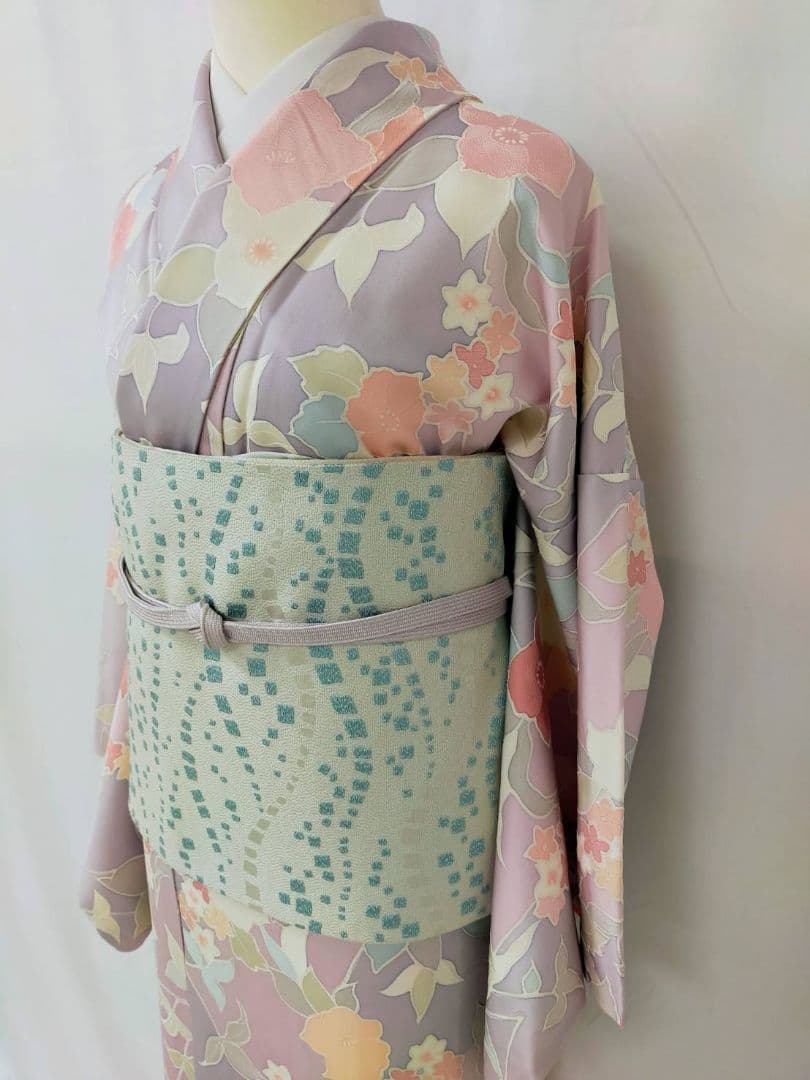 お見分け済　美品　正絹袷　紋意匠　友禅小紋単品