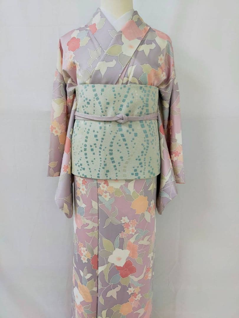 お見分け済　美品　正絹袷　紋意匠　友禅小紋単品