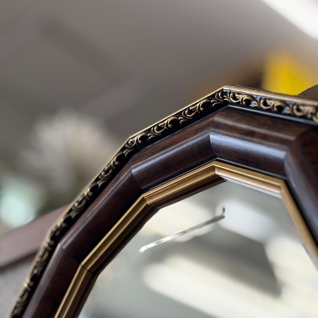 イタリア製 木製フレーム 壁掛け鏡
