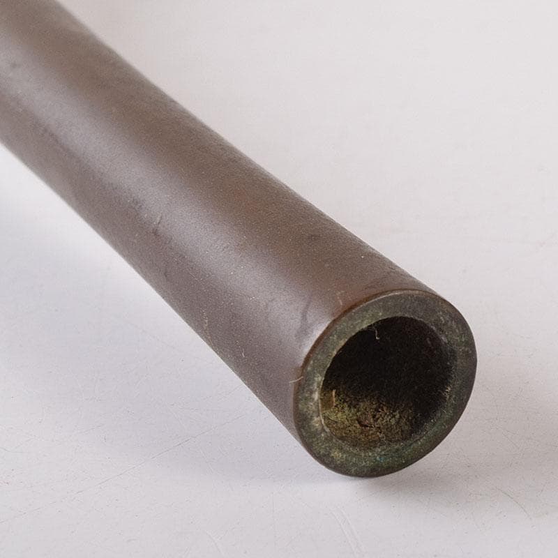 平安　秦蔵六造　古銅　鶴首花入　花瓶　M　R7907