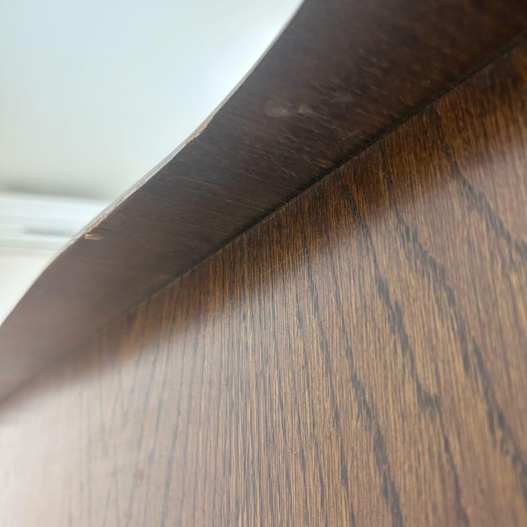 アンティーク　三越家具ブルージュ　ルーマニア製　オーク材デスク　英国　猫脚　虎柄