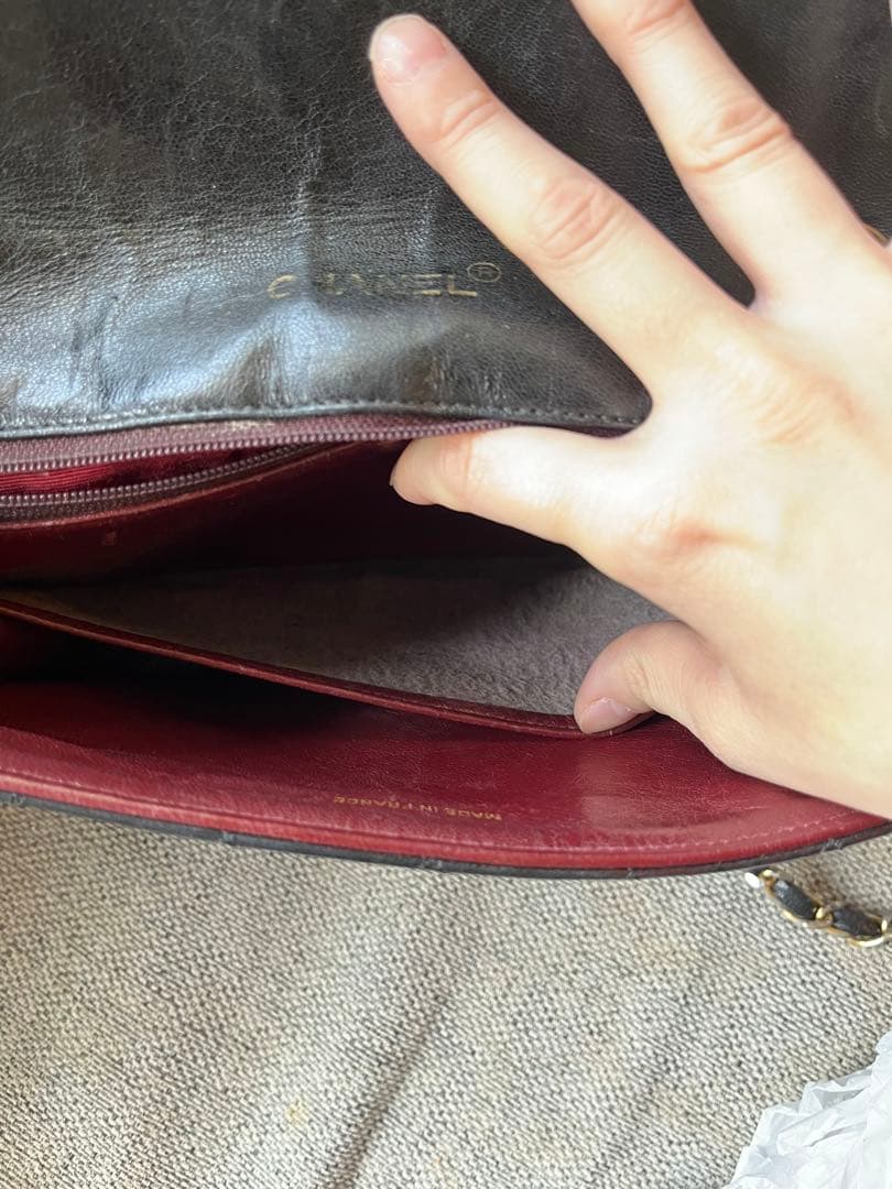 CHANEL ヴィンテージ　チェーン　ショルダーバッグ　マトラッセ　ラムスキン