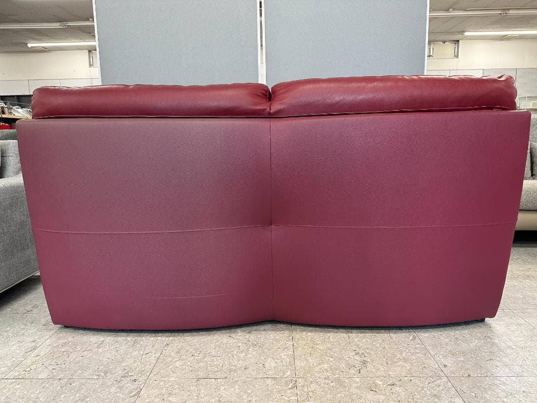2人掛けソファ　合皮　レッド