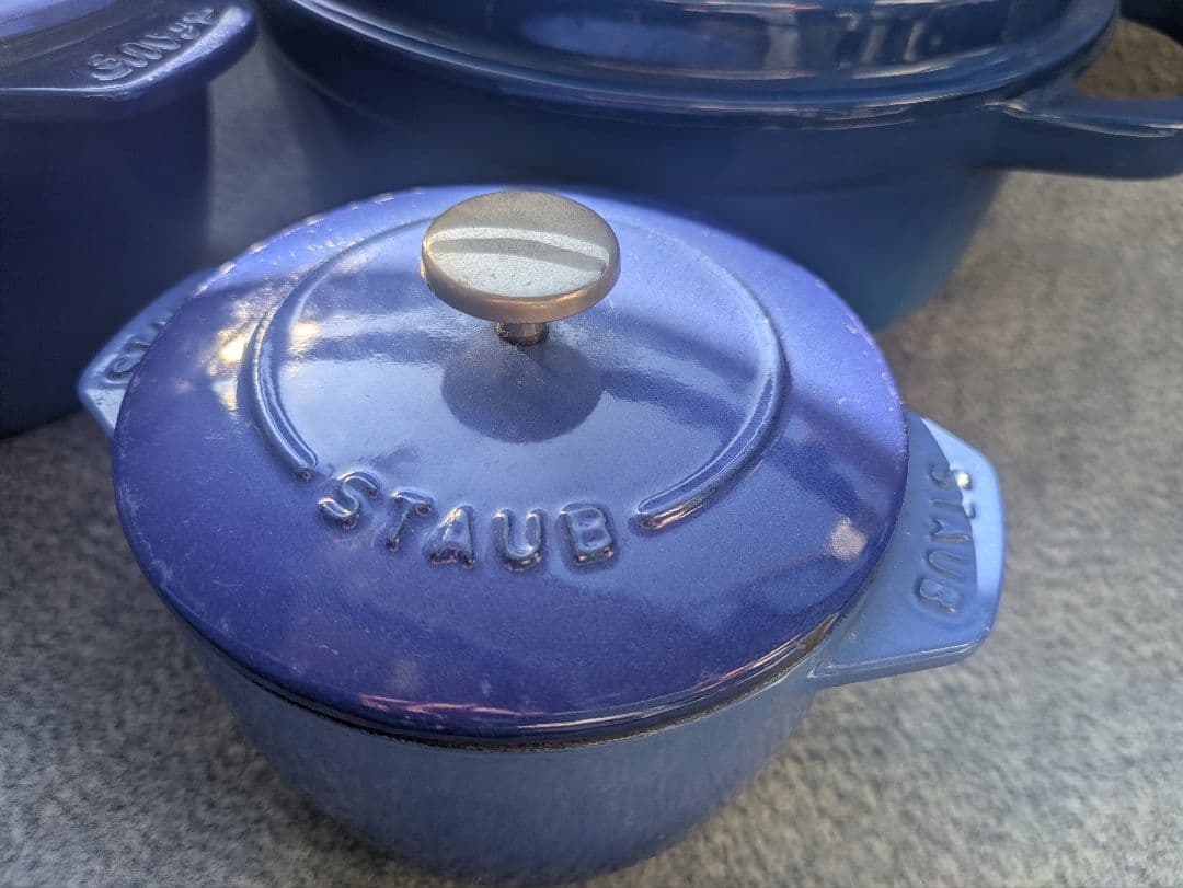 staub 昔のロイヤルブルー　3点セット