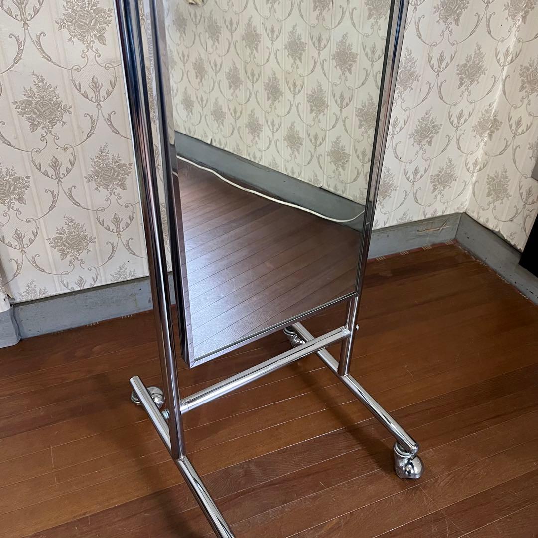 【インダストリアル】アイアンフレーム メタル キャスター付 ミラー 全身鏡 姿見