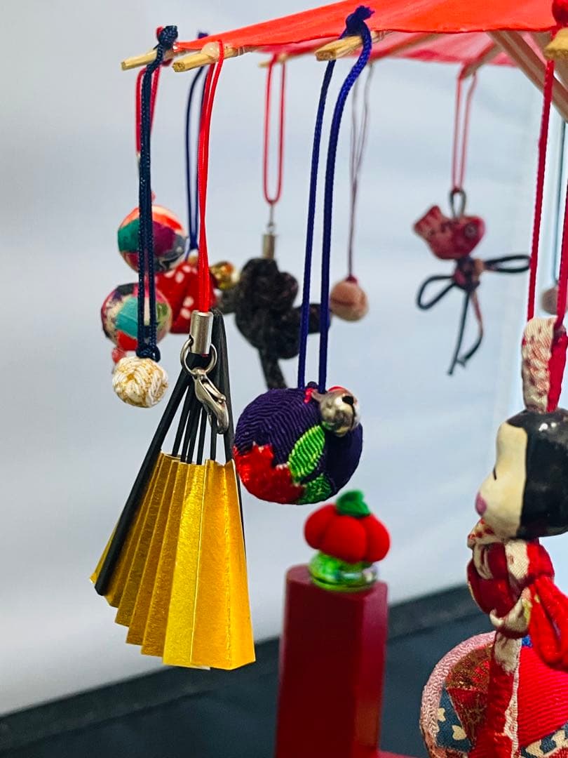 雛祭り用 ハンドメイド傘型さげもん吊るし飾り台座布団付