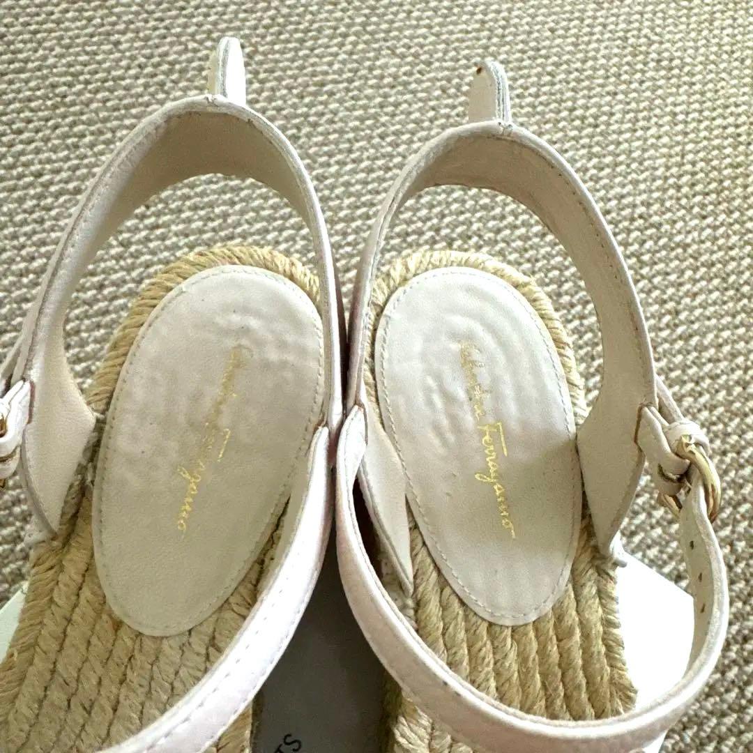 【最終値下げ❣️】フェラガモ　ウェッジソールサンダル ピンク レザー 24