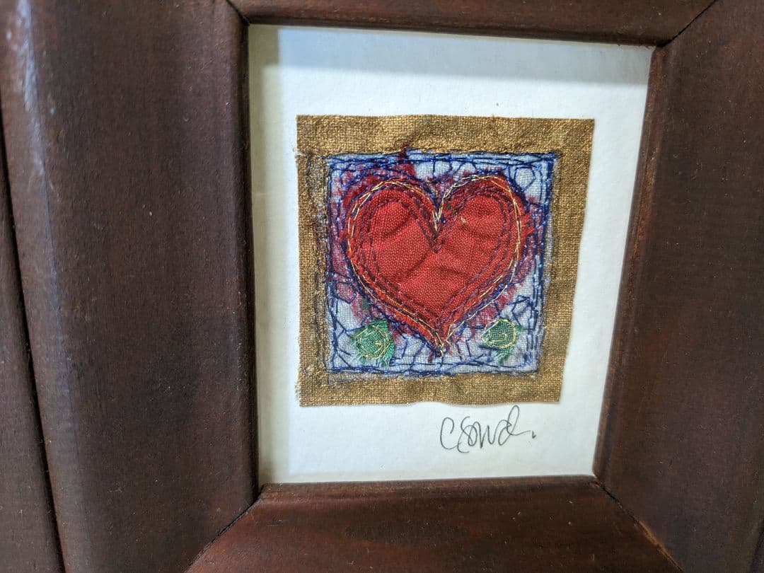 「claireSowdenクレアソヴデン亅ハート刺繍額入セットサイン入