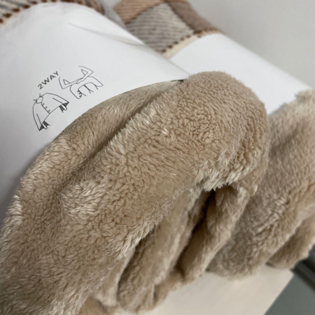 新品タグ付 UNIQLO フリース リバーシブル ブランケット 毛布 チェック