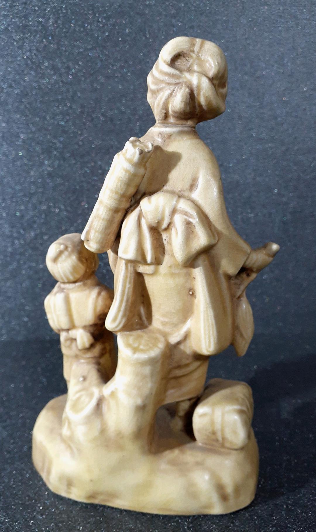 【希少価値】オキュパイドジャパン　瀬栄陶器　守山工場　旅する親子　人形　輸出里帰