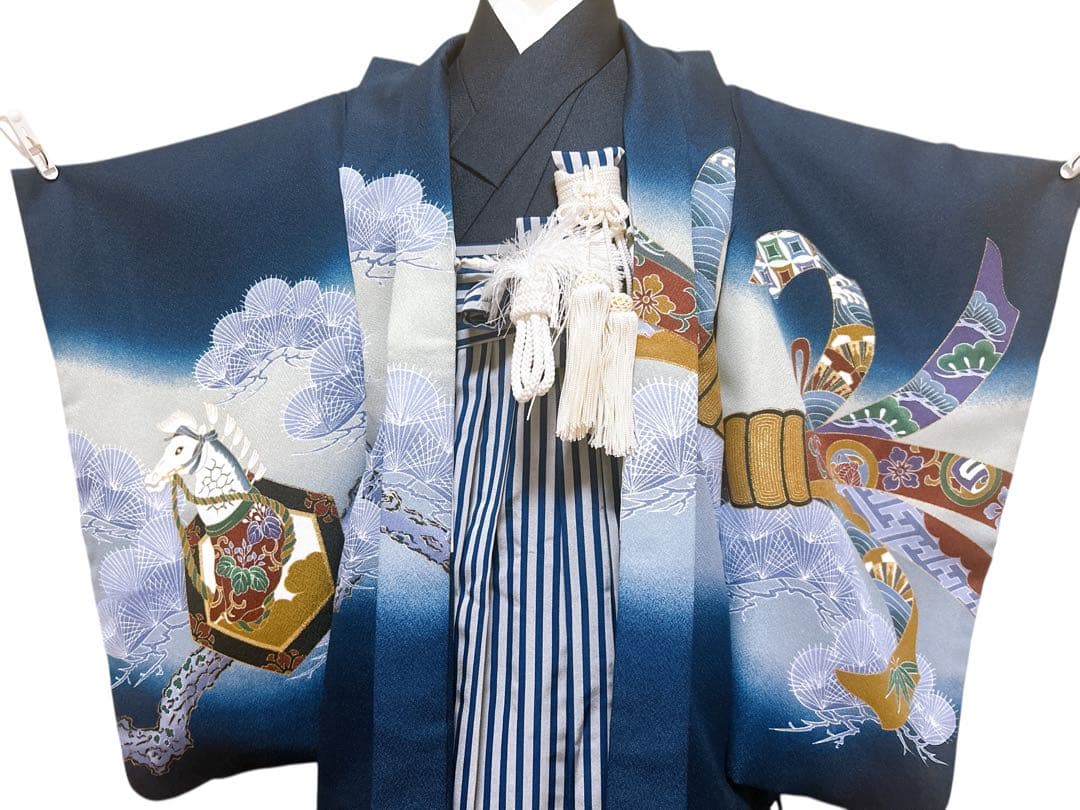 紺地縦縞袴♡七五三　5歳　男の子　フルセット　一式　鷹