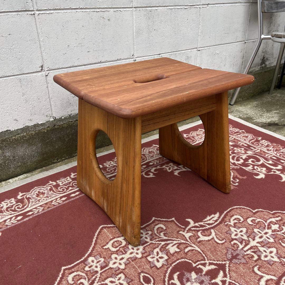 ビンテージ古道具◾️木製無垢材 桐材 角型スツール 椅子 イス