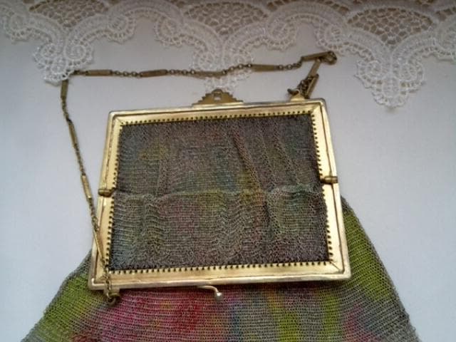 レア　極細　繊細　アンティーク　メタルパティーバック　アールヌーヴォー