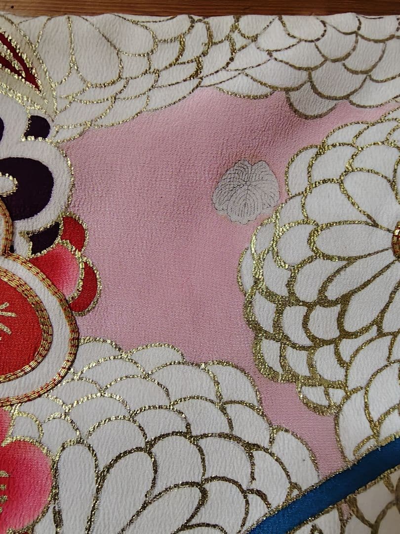 アンティーク振袖 ピンク 状態悪い 金駒刺繍　鳳凰 伝統柄振袖　牡丹刺繍　レトロ