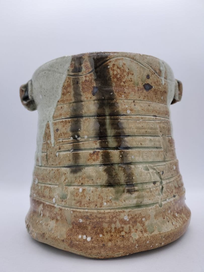 c674 水指 美濃伊賀 山吹窯 佐治光寿 木箱 茶道具 古物