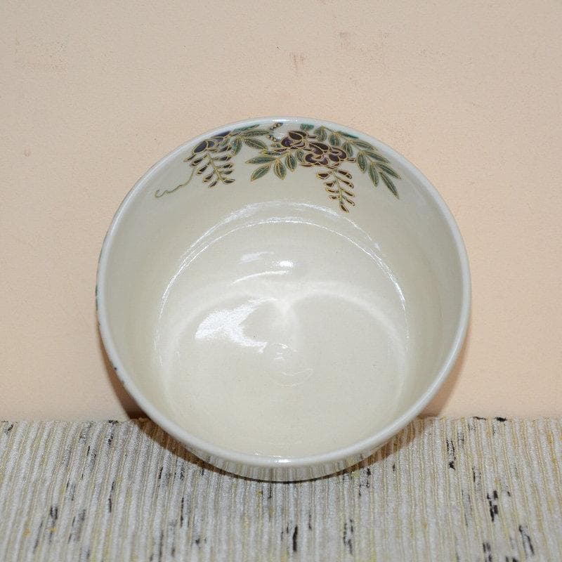 茶道具　色絵藤画茶碗　京焼　洛陶窯　相模 竜泉　美品　中古　送料込み