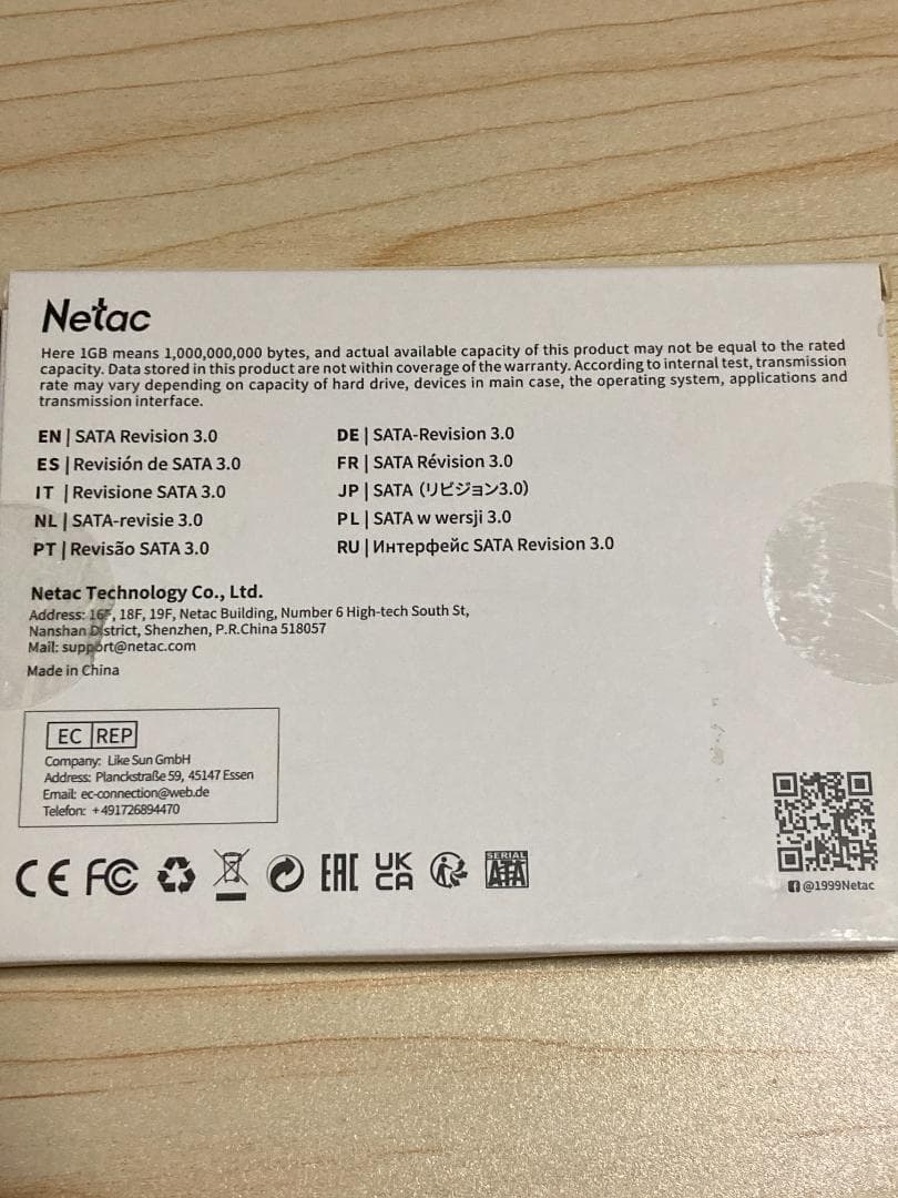 Netac N530S 1TB SSD 2.5インチ SATA 使用時間僅か