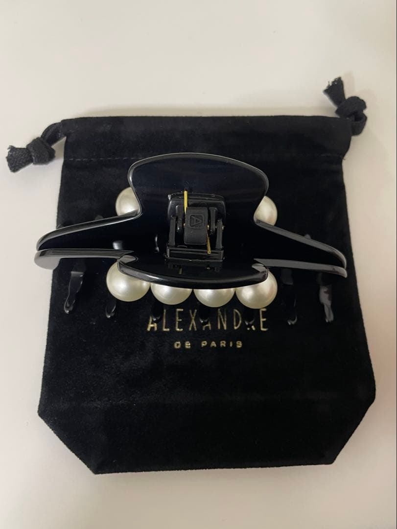 アレクサンドルドゥパリ　ヘアクリップ　ブラック　パール　Ｌサイズ