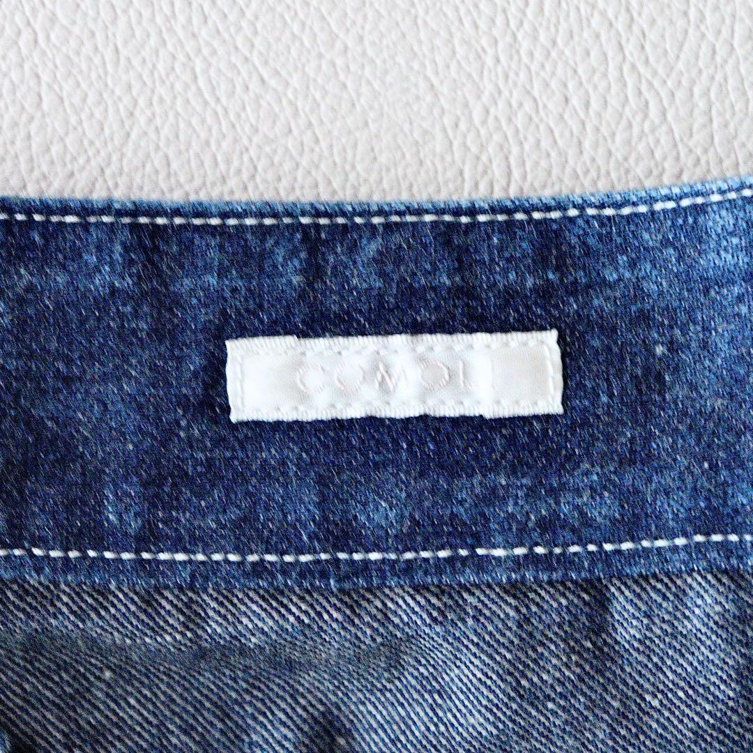 5298【美品】COMOLI　ベルテッドデニム ワイドパンツ　インディゴ　XS