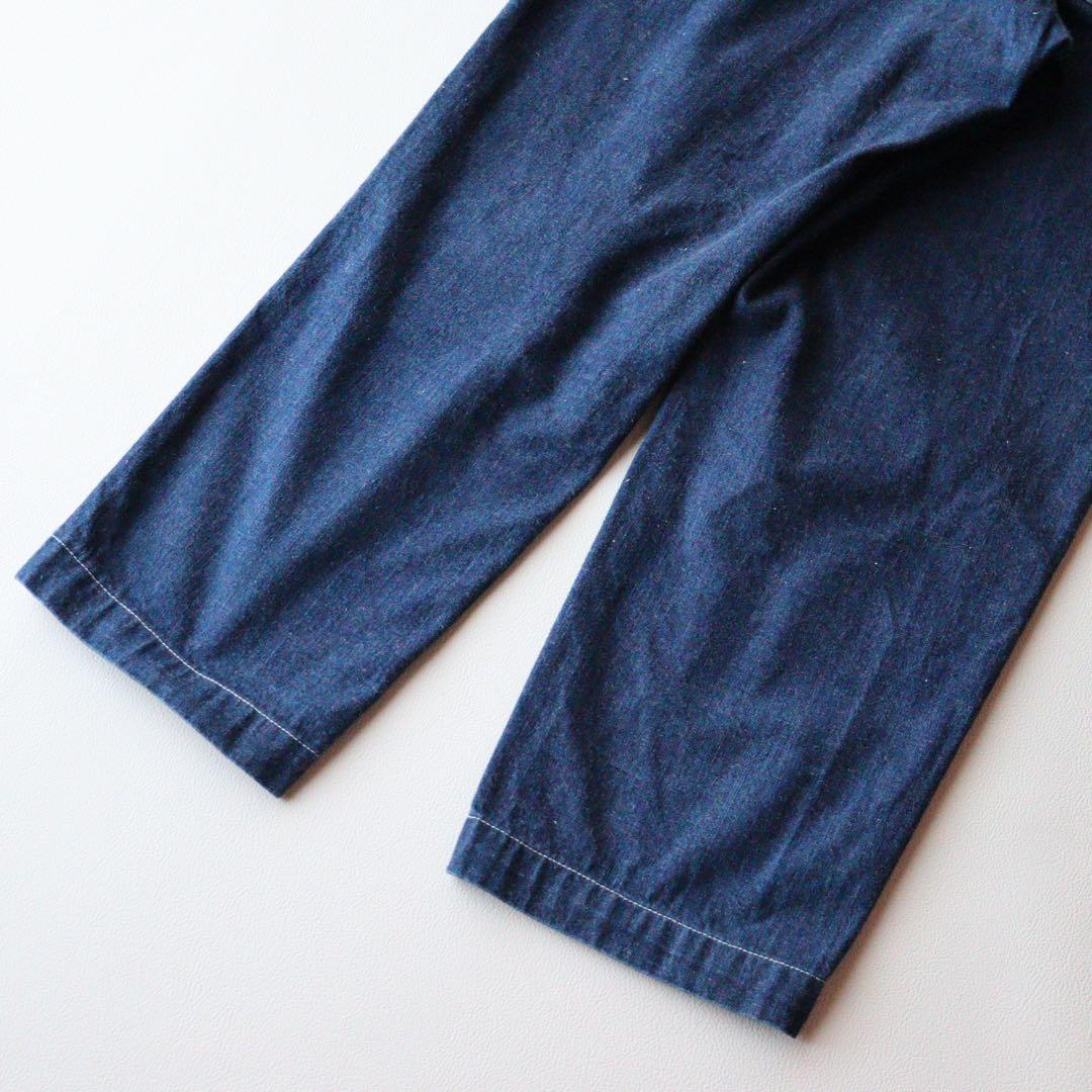 5298【美品】COMOLI　ベルテッドデニム ワイドパンツ　インディゴ　XS