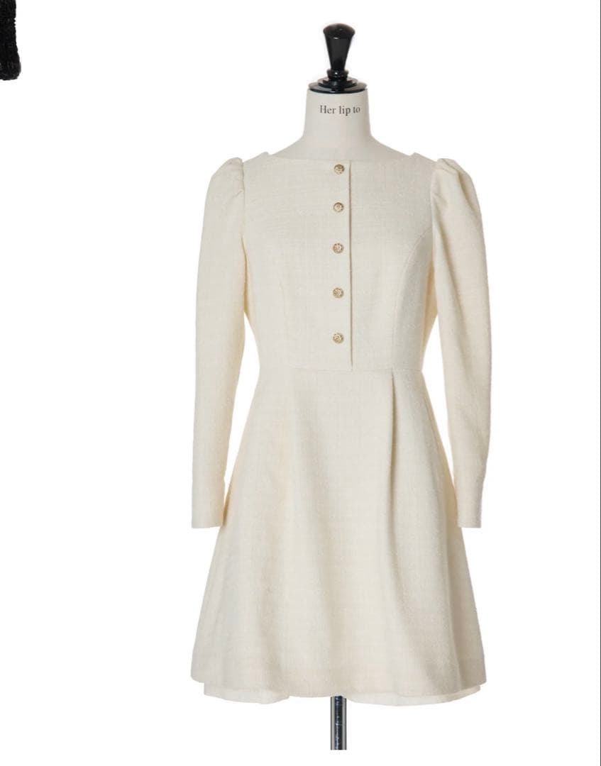 新品 herlipto Mondrian Tweed Mini Dress 白