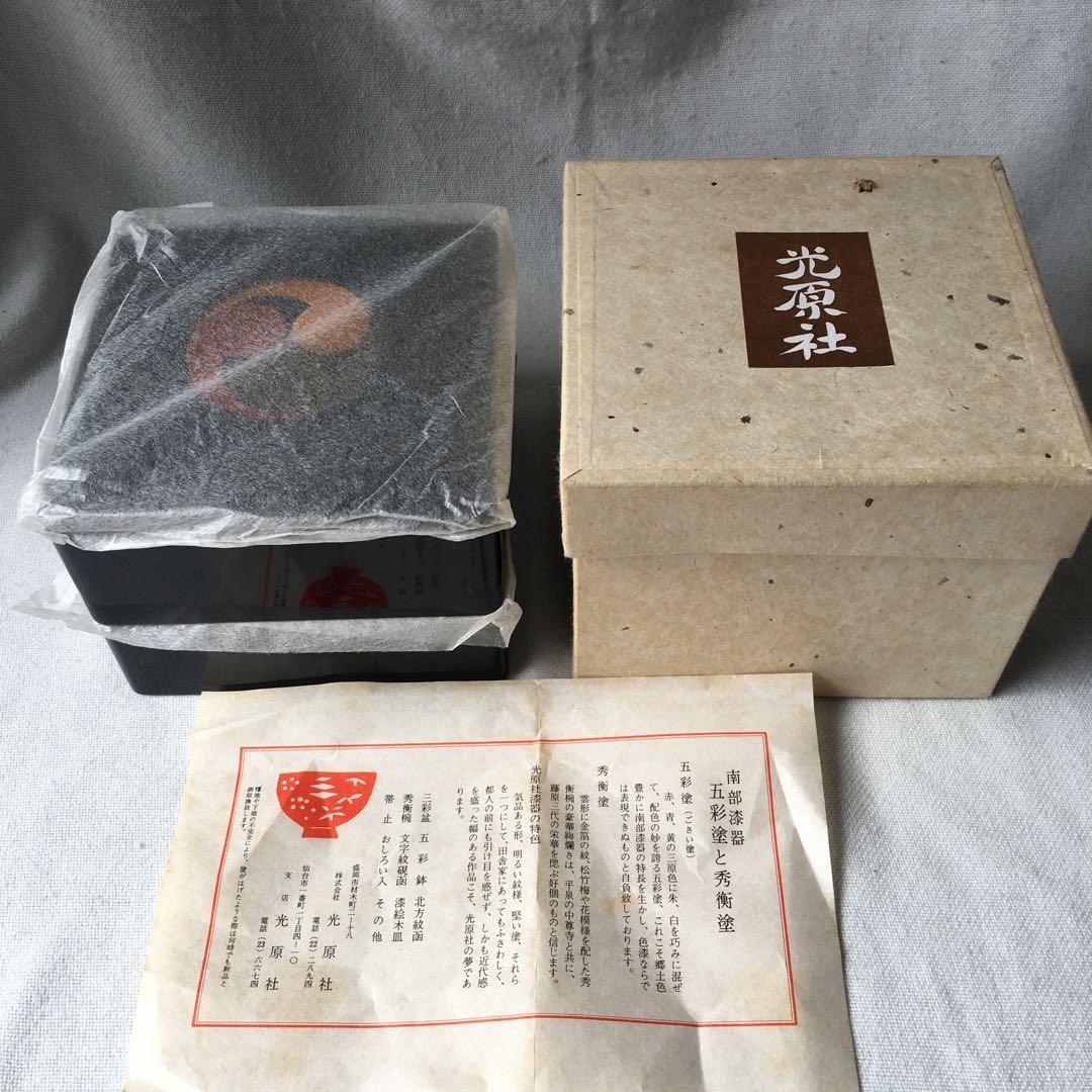 光原社　秀衡塗　重箱　お重　ニ段重　五彩塗　ヴィンテージ　未使用　レア
